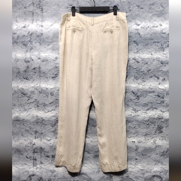 Talbots 100% Linen Wide Leg Pants Women's 12P Cream Lagenlook Minimalist Beach - Picture 4 of 8